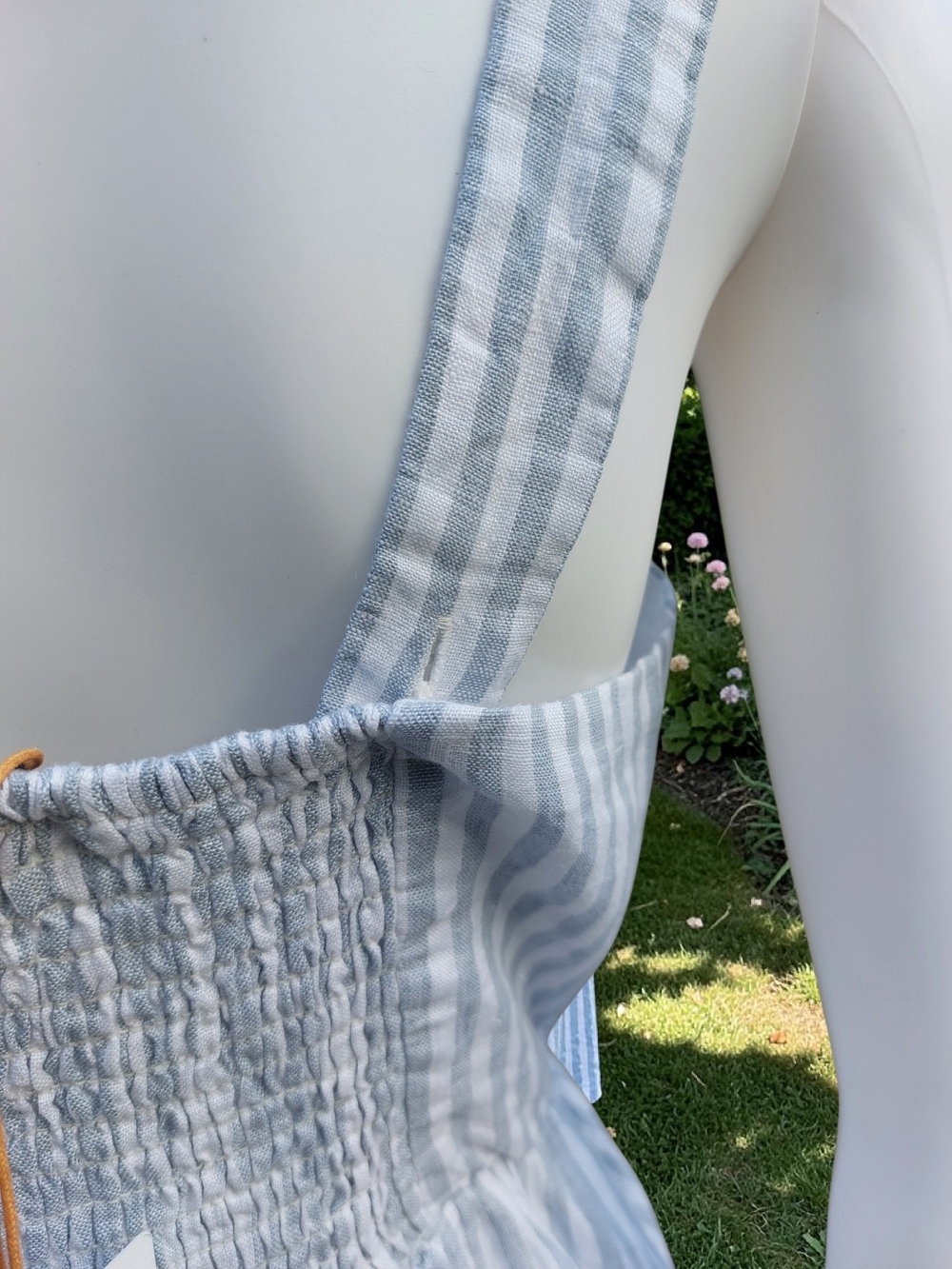 Quince 100% European Linen Fit & Flare Midi Dress Sky Blue Mariner Stripe S NWT - Picture 7 of 16